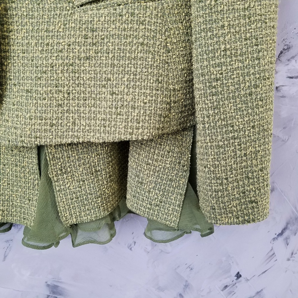 ANNE KLEIN Green Tweed Jacket & Skirt Suit - Picture 7 of 8